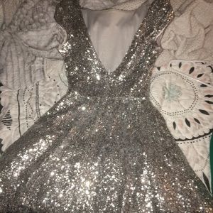 Silver sequined cocktail dress